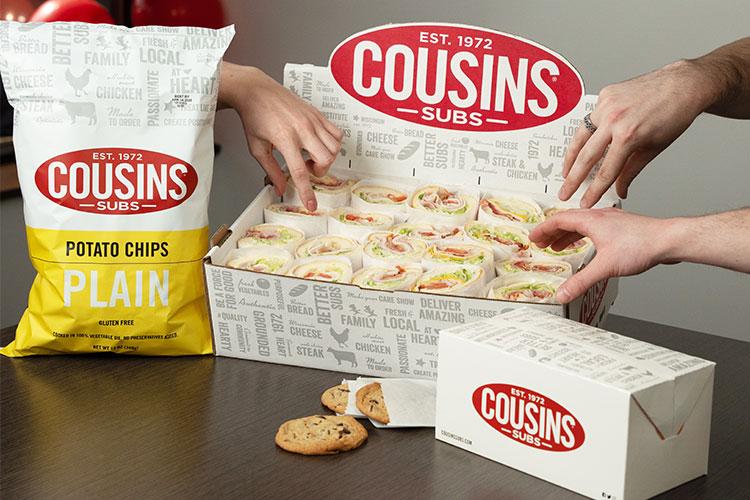 Cousins Subs catering boxes and meals